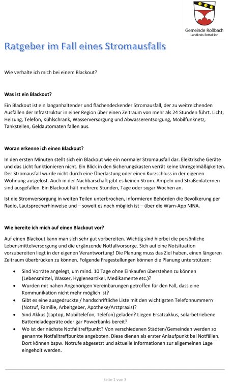 Ratgeber im Falle eines Stromausfalls